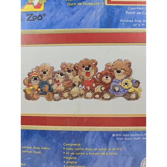Vintage NEW Janlynn Suzy's Zoo Bears of Duckport Cross Stitch Kit Kids Room 2001 - Picture 2 of 8